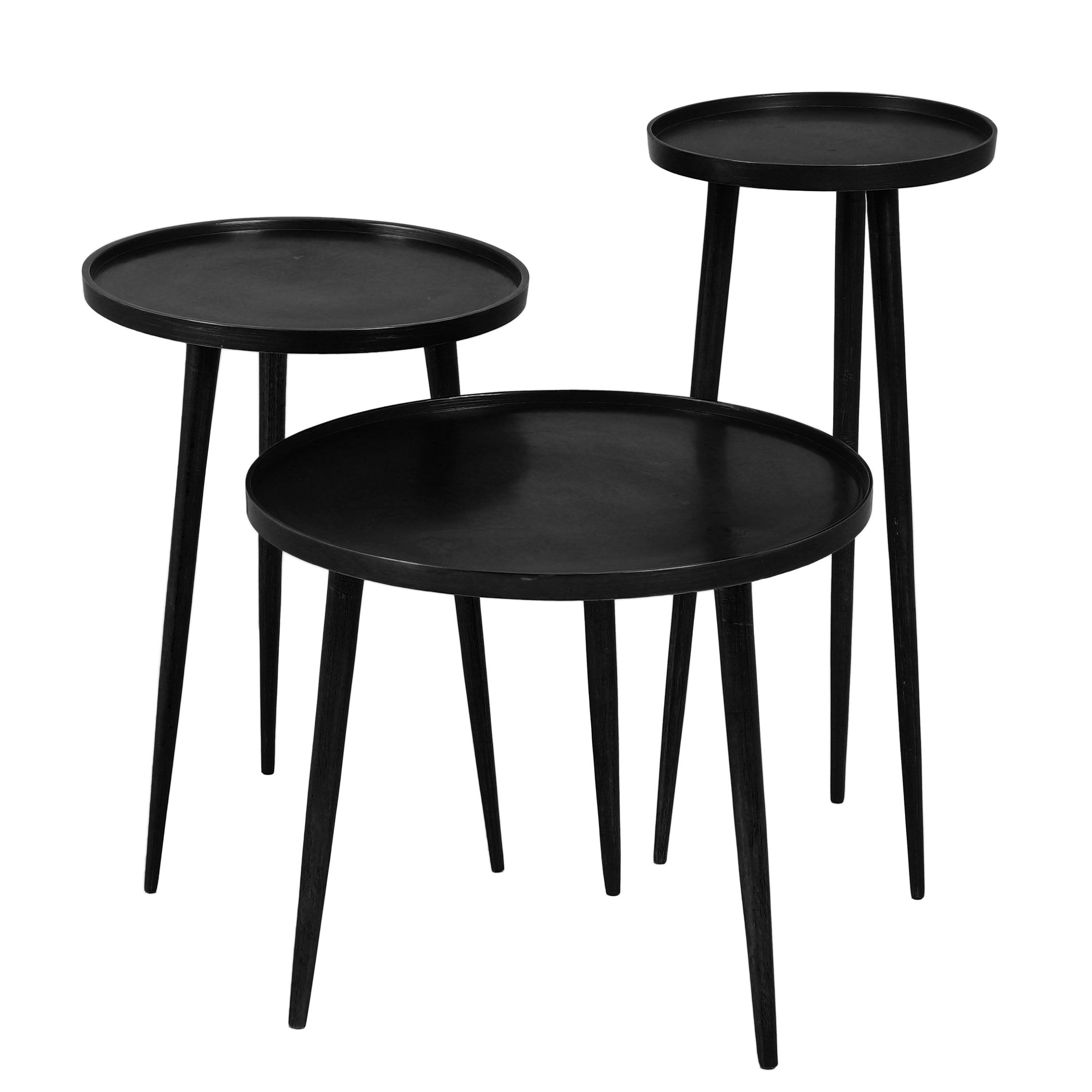 Hudson Tri Leg Side Table Set of 3 Black