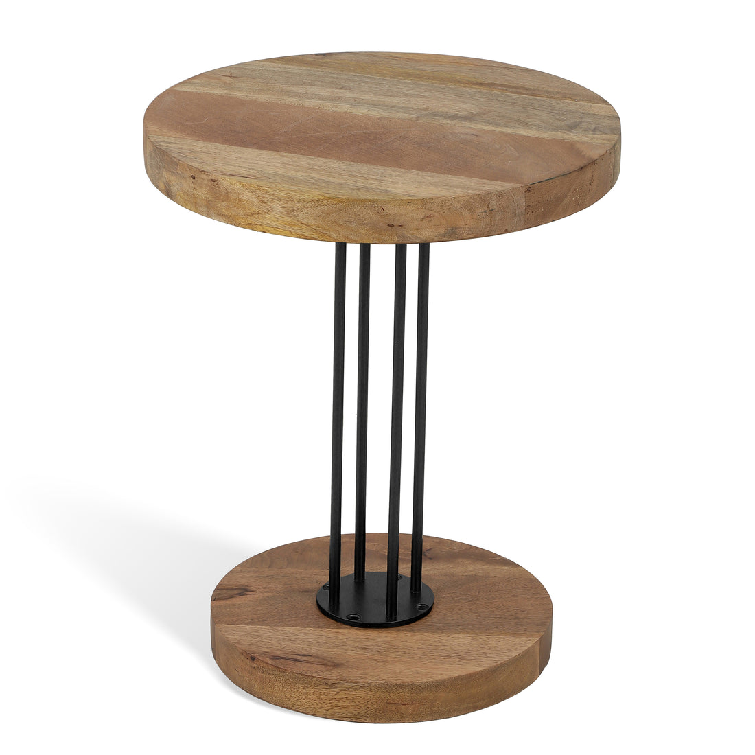Elementary Side Table Set of 2 with Wooden Top Black
