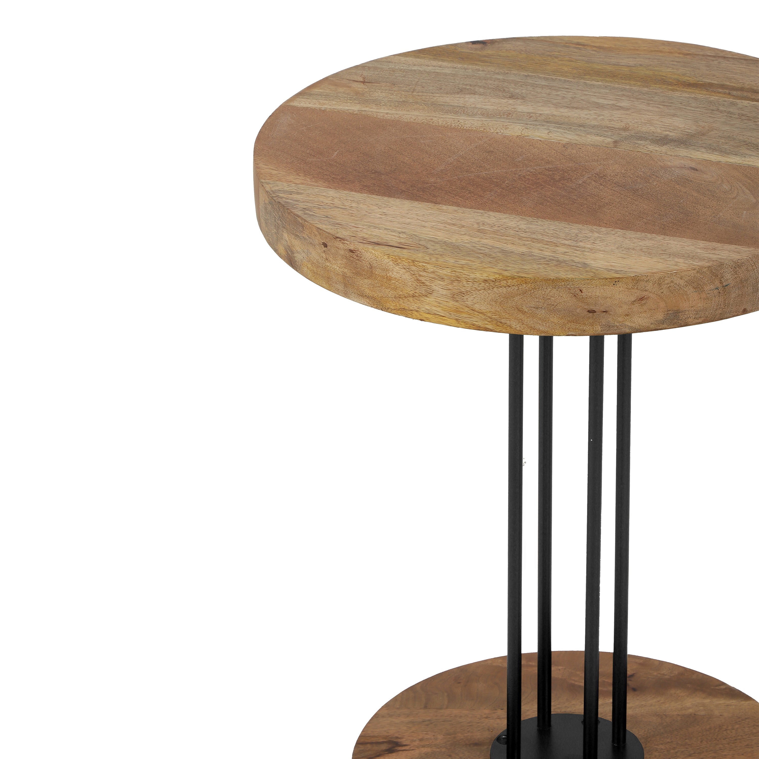Elementary Side Table Set of 2 with Wooden Top Black