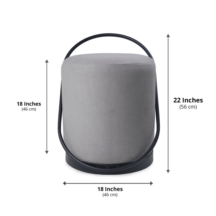Bennett Pouffe Black with Dark Grey