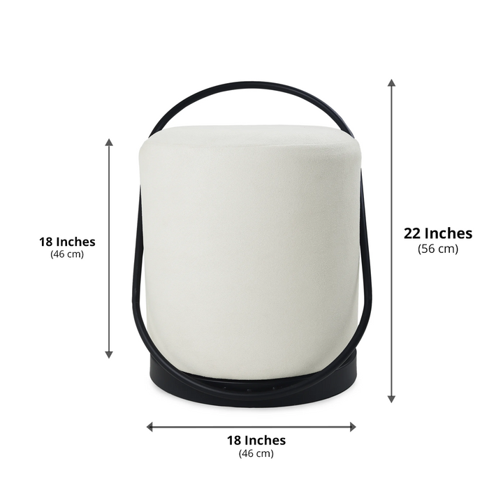 Bennett Pouffe Black with Off White