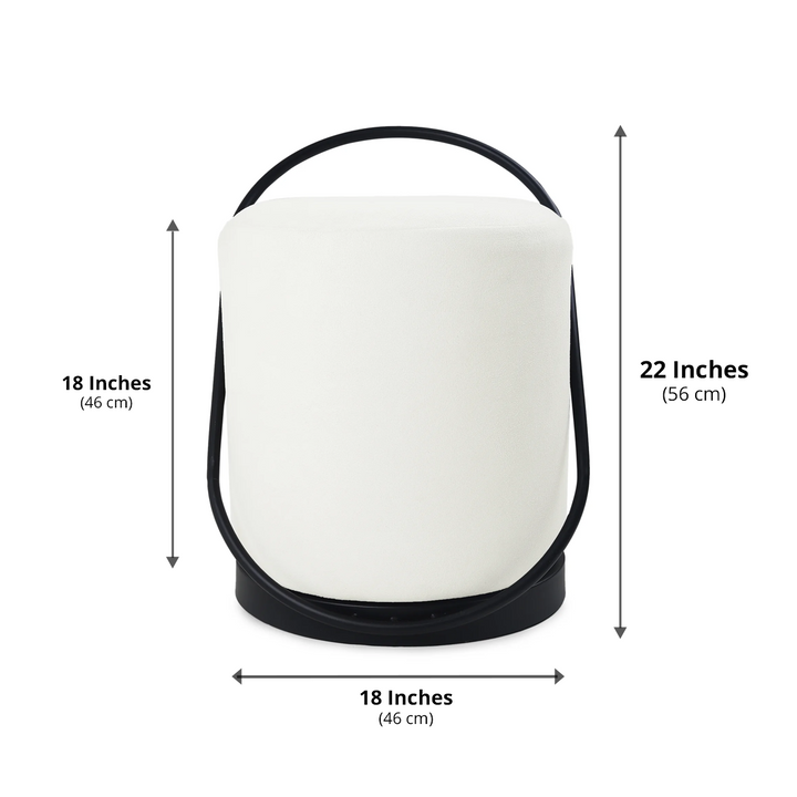 Bennett Pouffe Black with White