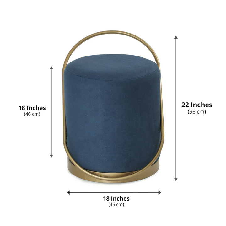 Bennett Pouffe Gold with Blue