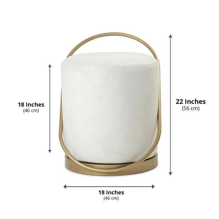 Bennett Pouffe Gold with Off White