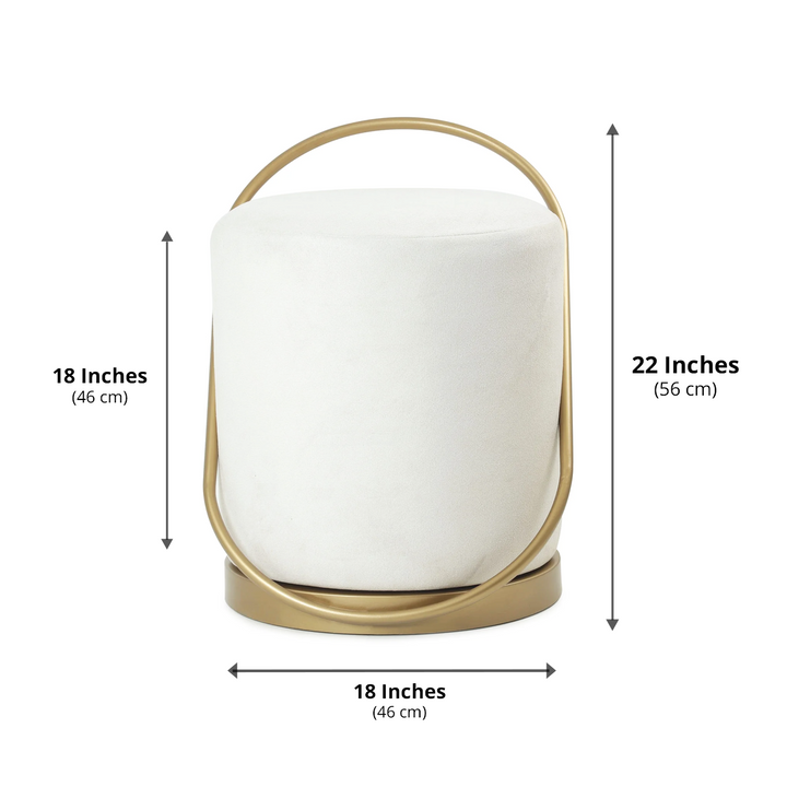 Bennett Pouffe Gold with White