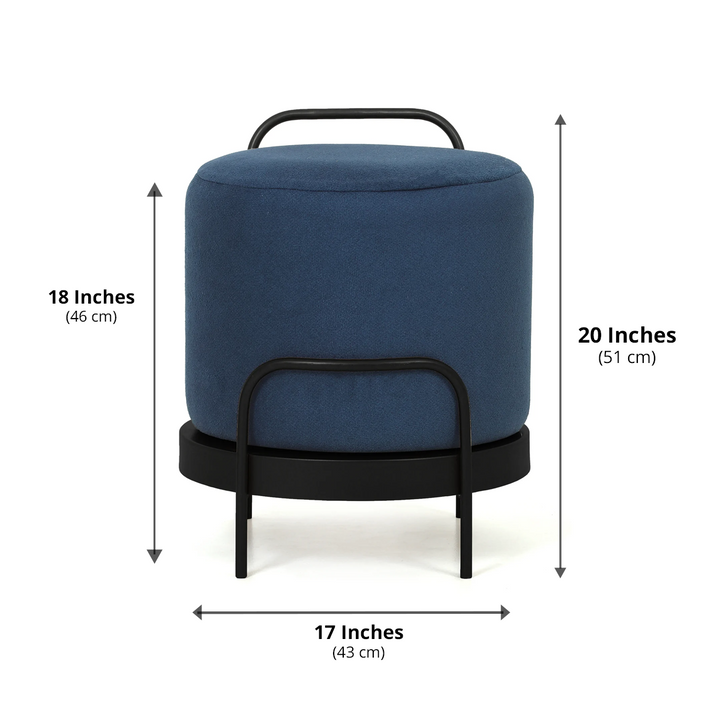 Cassius Pouffe Black with Blue