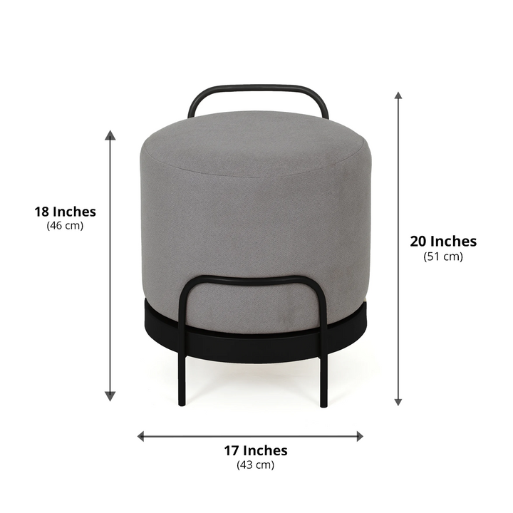 Cassius Pouffe Black with Dark Grey
