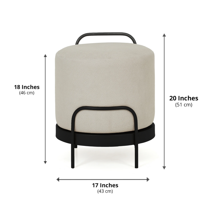 Cassius Pouffe Black with Off White