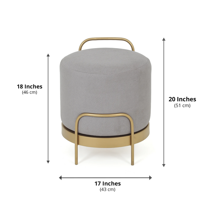 Cassius Pouffe Gold with Light Grey