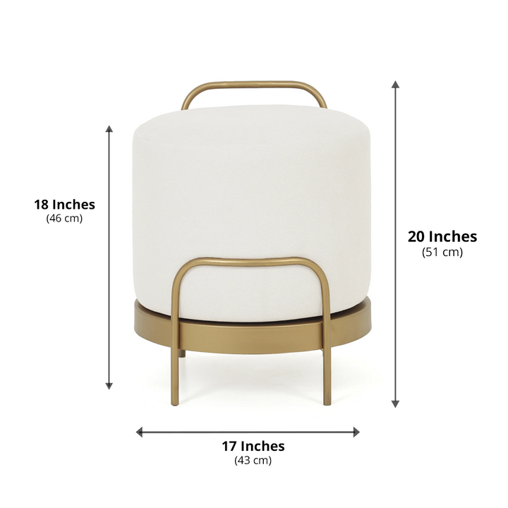 Cassius Pouffe Gold with White