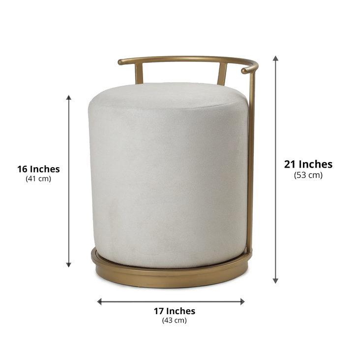 Leo Pouffe Gold with Light Grey