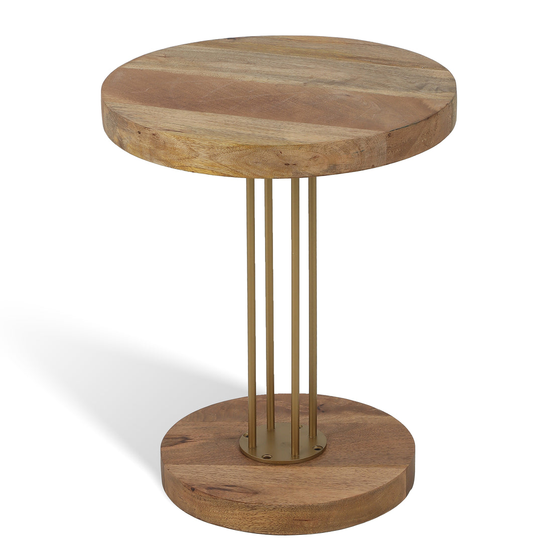 Elementary Side Table Set of 2 with Wooden Top Gold