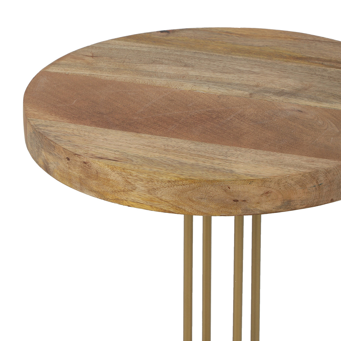 Elementary Side Table Set of 2 with Wooden Top Gold