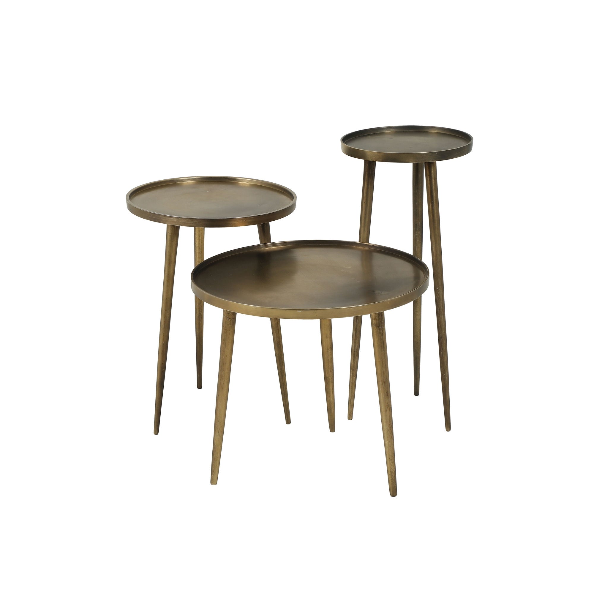 Hudson Tri Leg Side Table Set of 3 Antique Gold