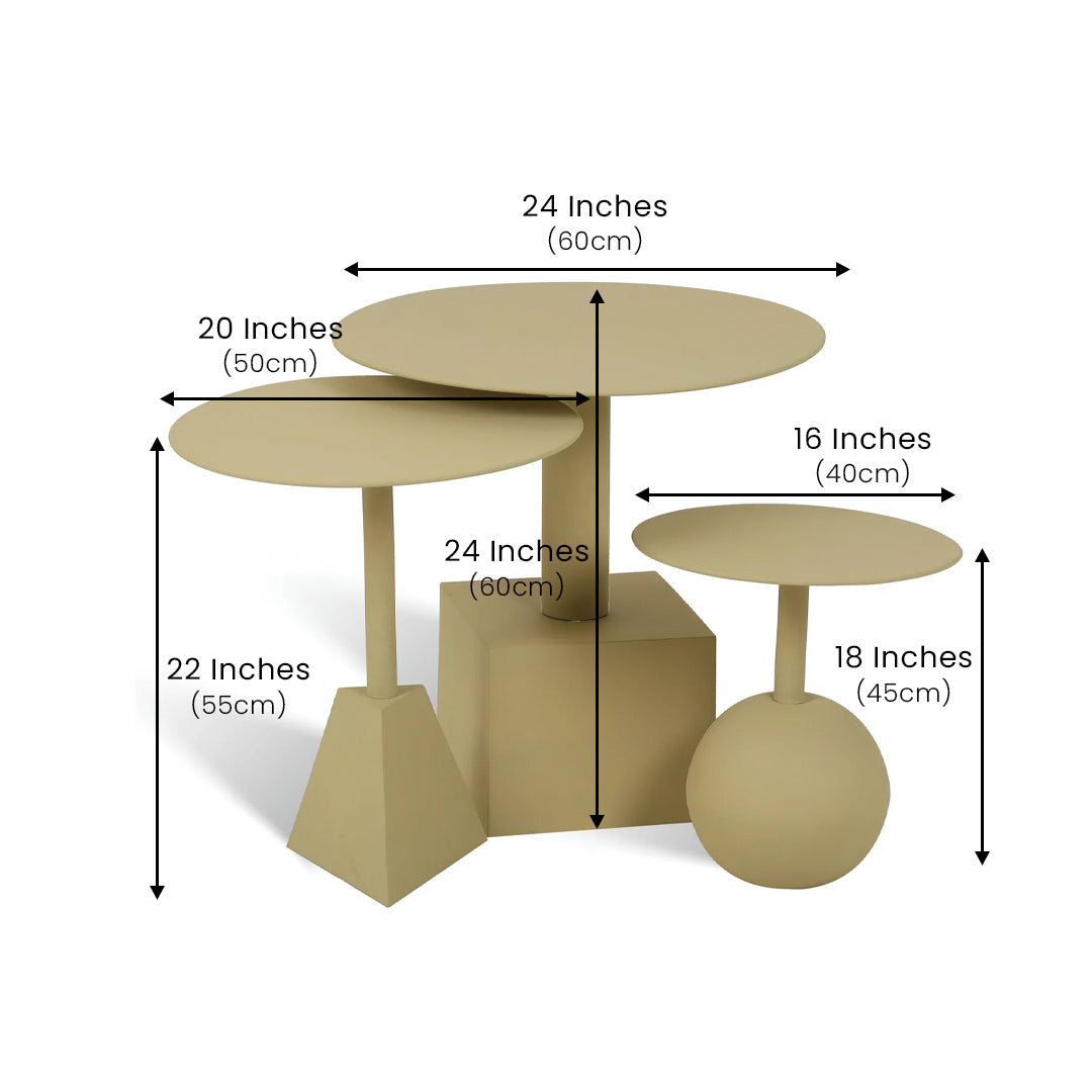 Trinity Globe Table Set of 3 Beige