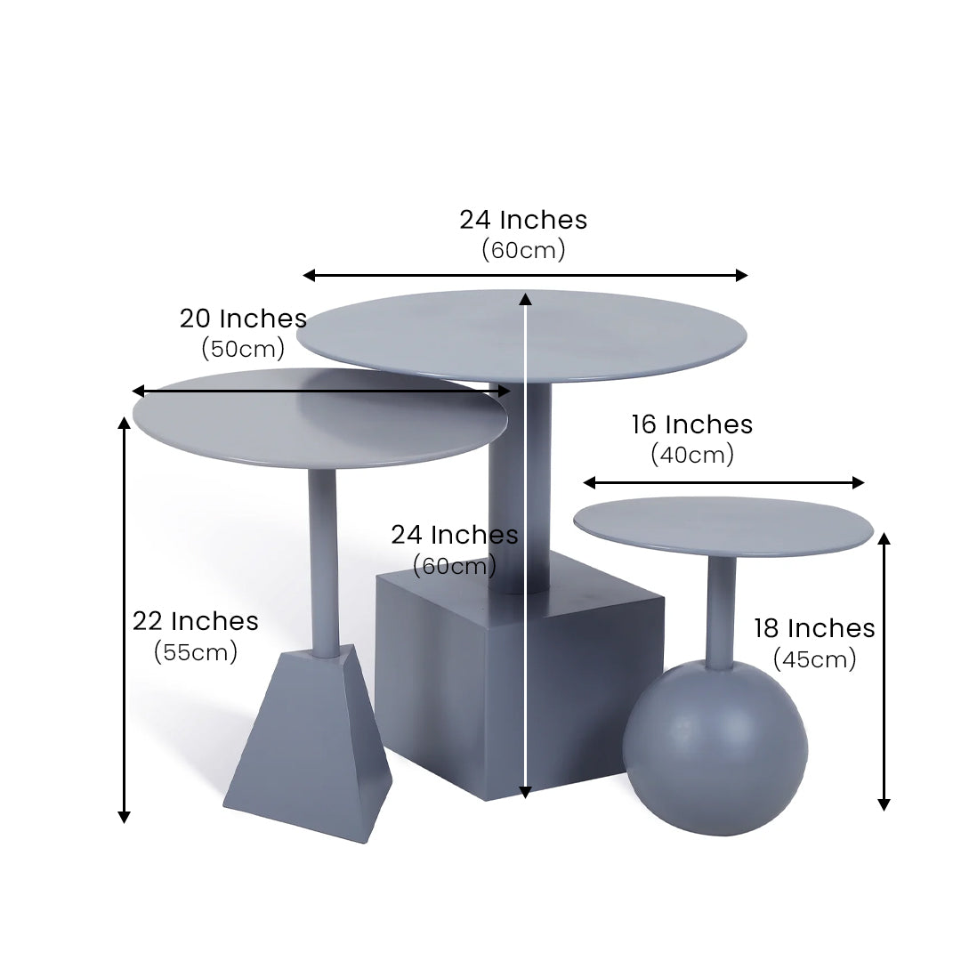 Trinity Globe Table Set of 3 Light Grey