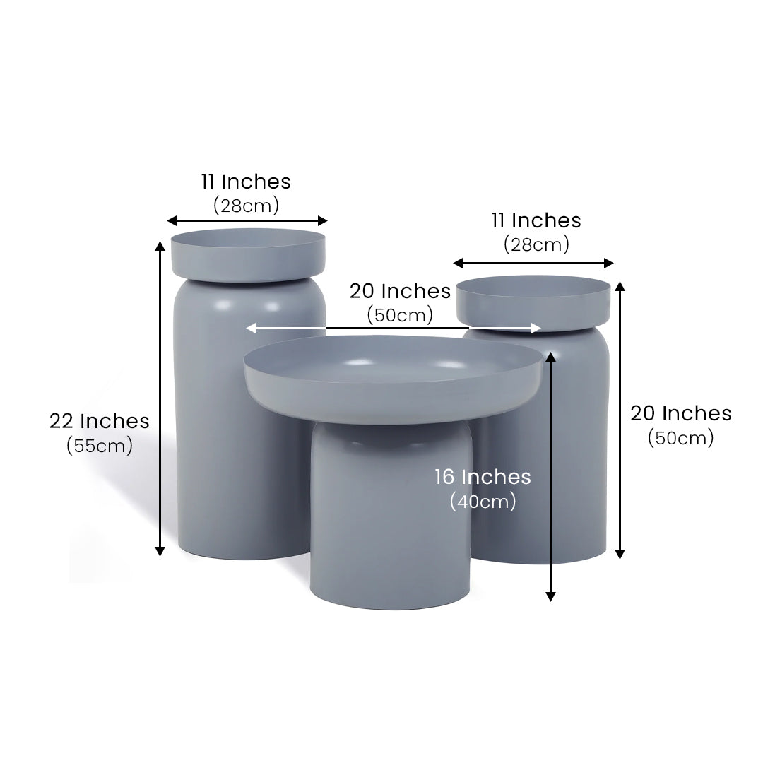 The New York Table Set of 3 Light Grey