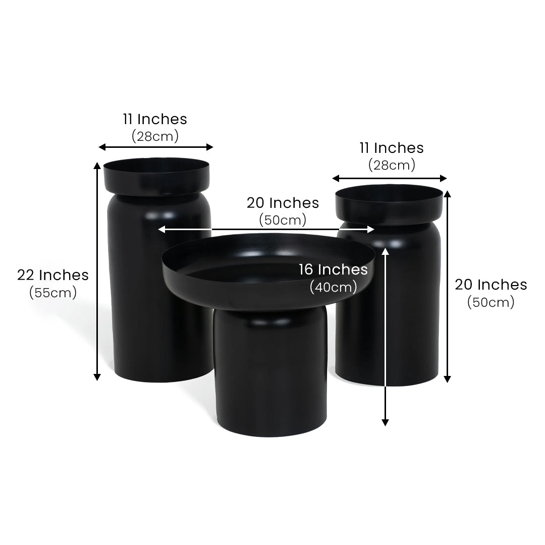The New York Table Set of 3 Black