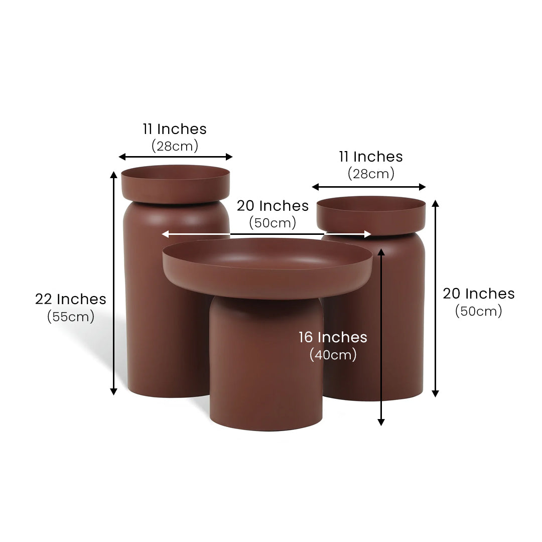 The New York Table Set of 3 Brown