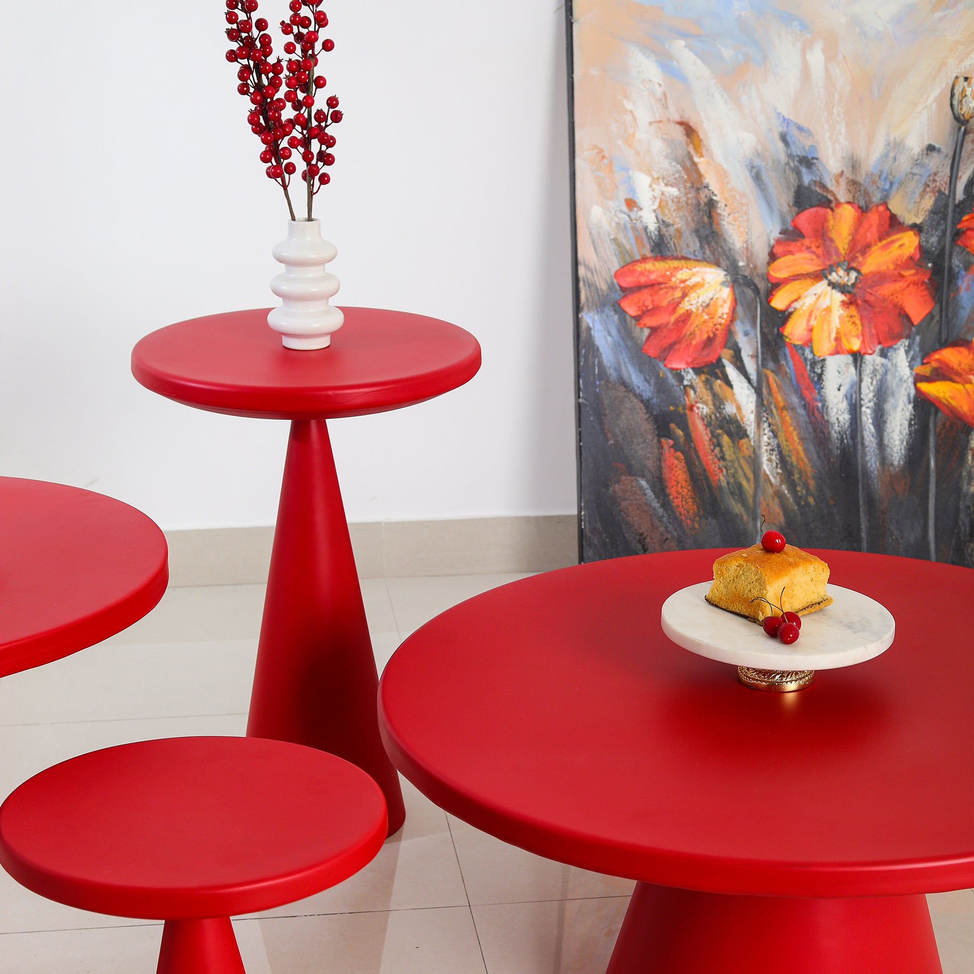Contemporary Metal Table Red