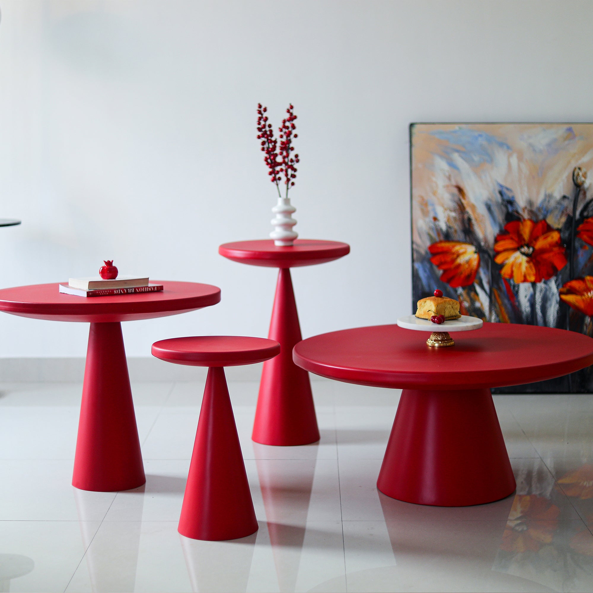 Contemporary Metal Table Red