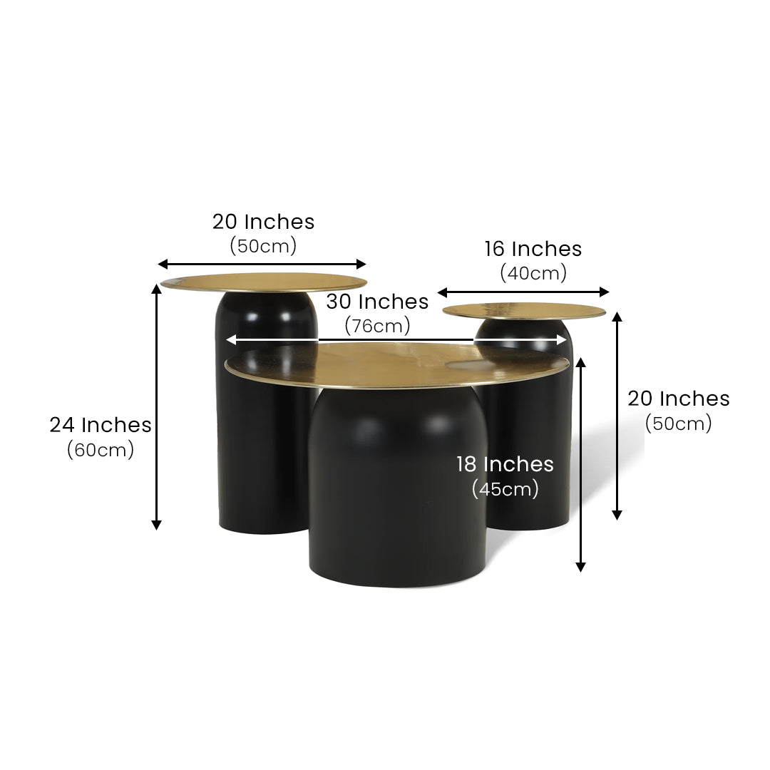 The Elegant Table set of 3 Black & Gold