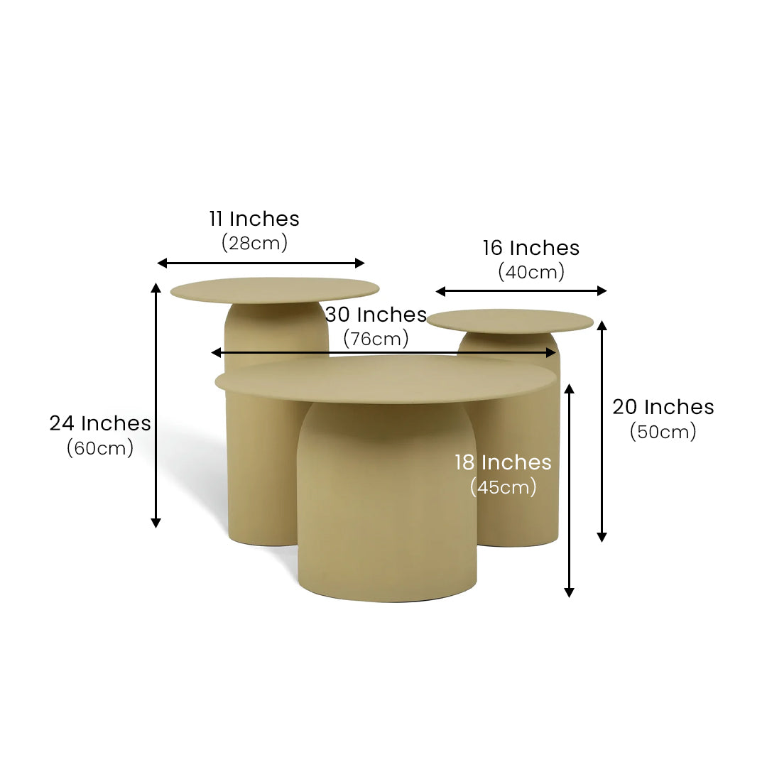 The Elegant Table Set of 3 Beige