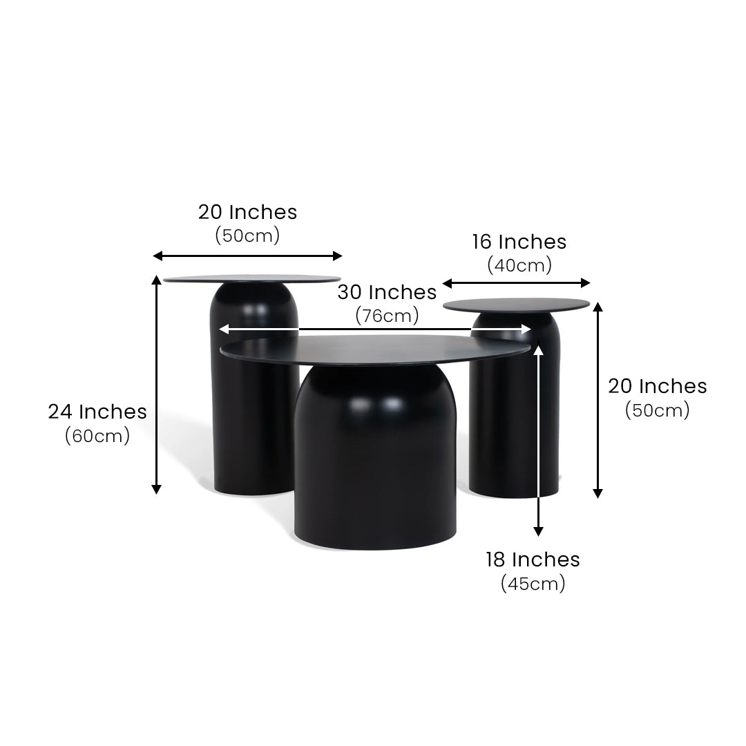 The Elegant Table set of 3 Black