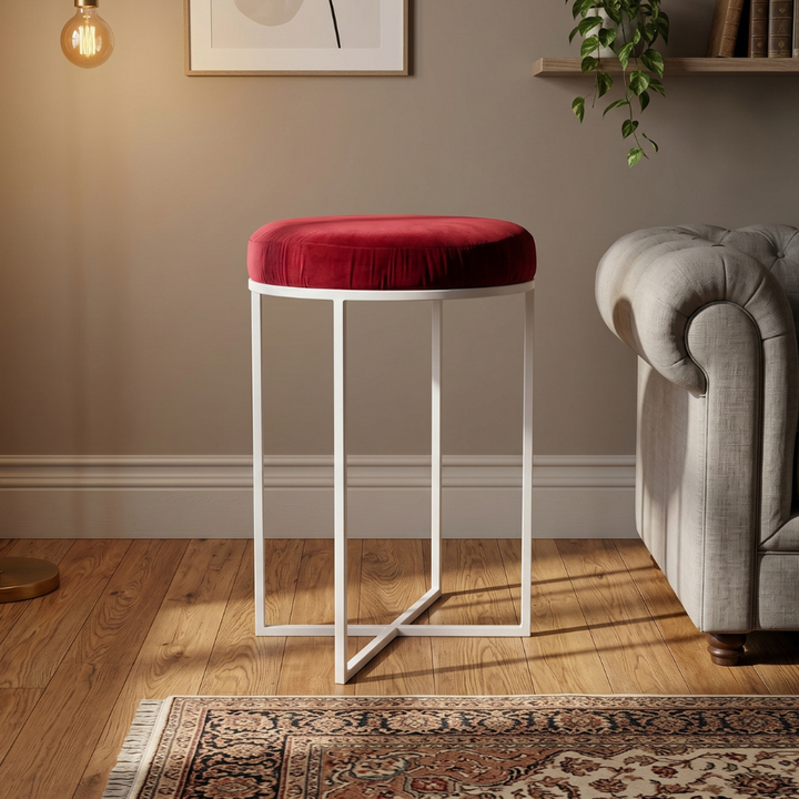 Aurora Velvet Vanity Stool White