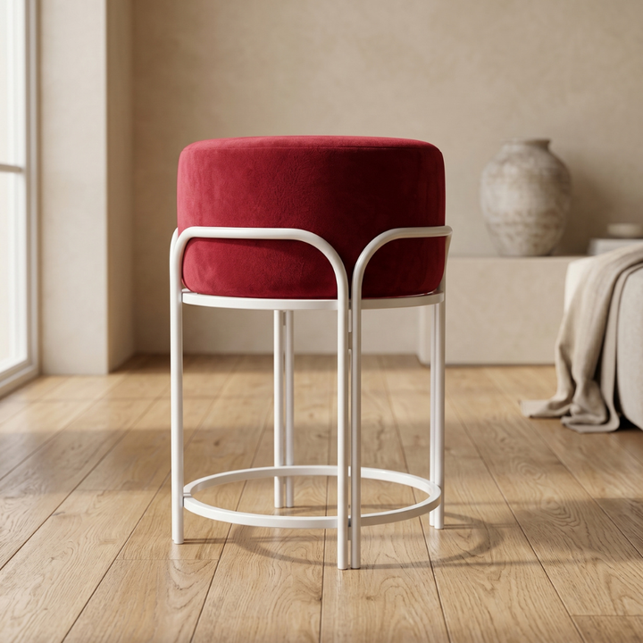 Orion Velvet Vanity Stool White