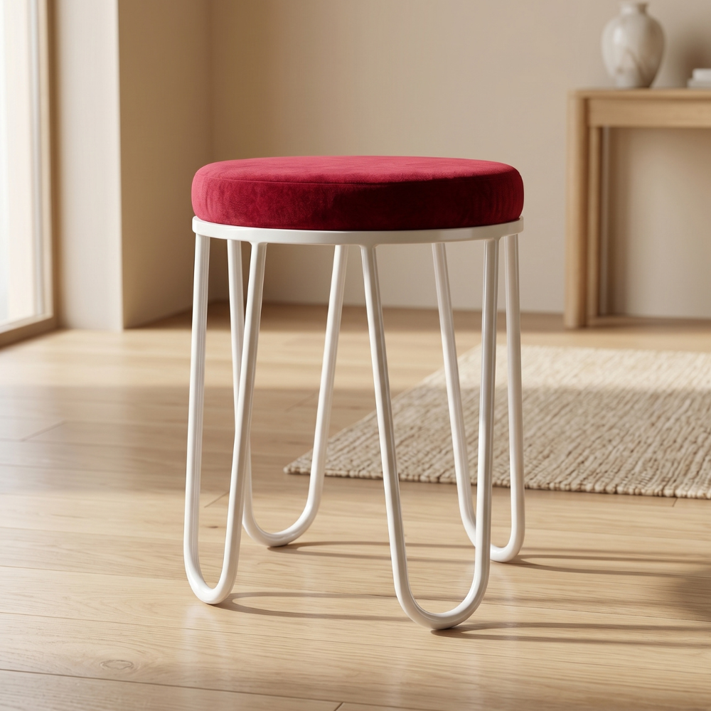 Aster Velvet Vanity Stool White