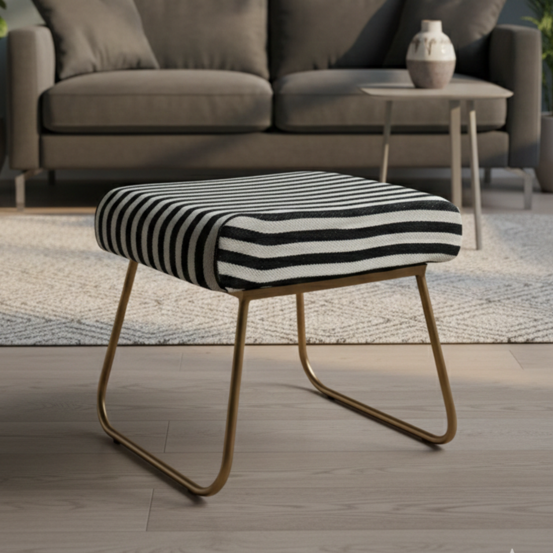 Bohemian Jacquard Metallic Stool