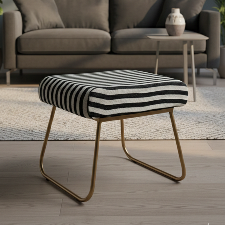 Bohemian Jacquard Metallic Stool