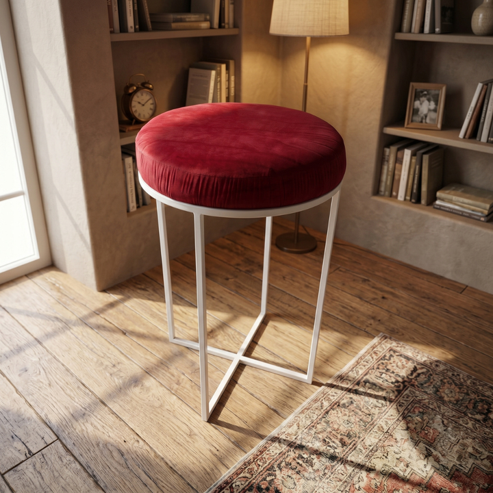 Aurora Velvet Vanity Stool White