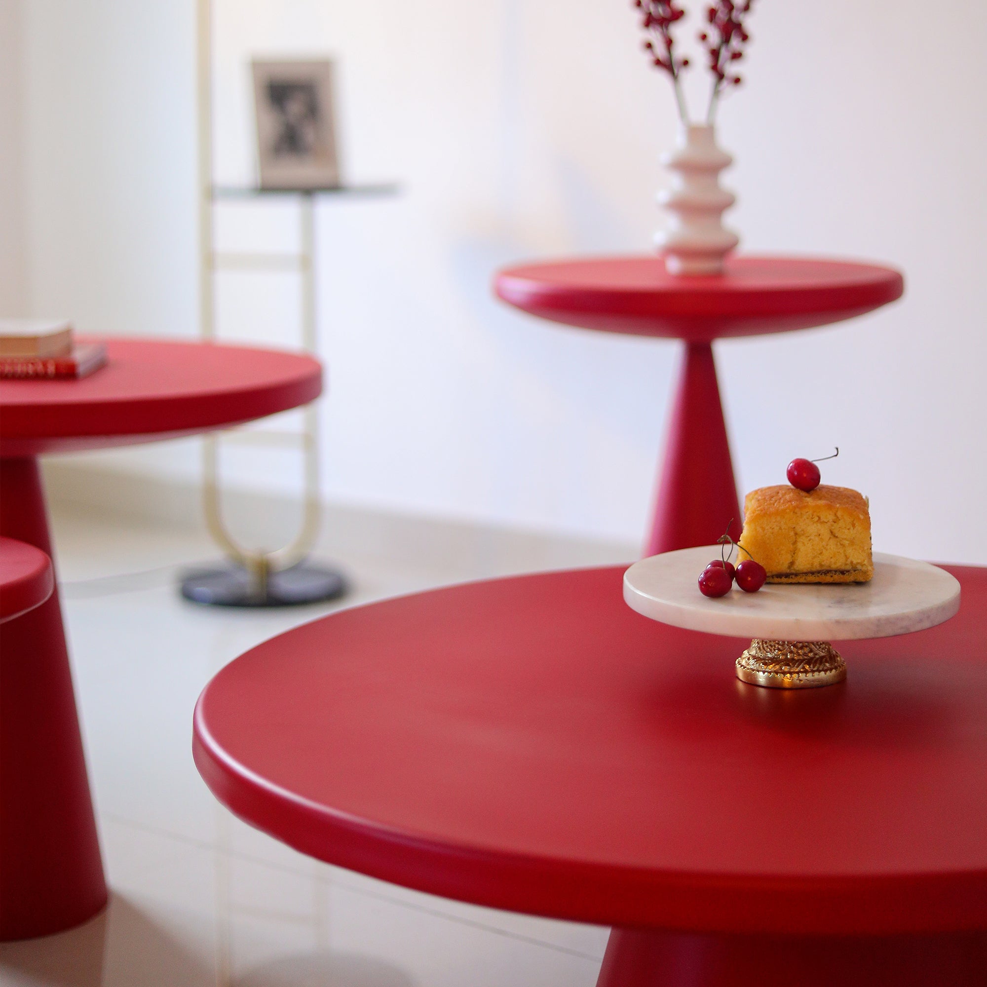 Contemporary Metal Table Red