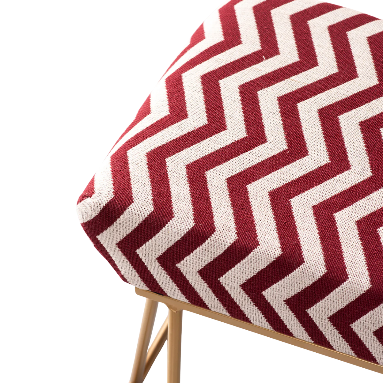 Crest Jacquard Metallic Stool in Maroon & White Strips