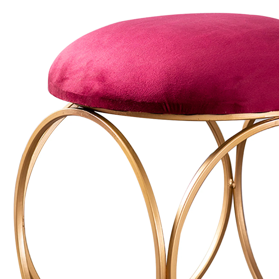 Lush Velvet Ring Metallic Stool in Maroon