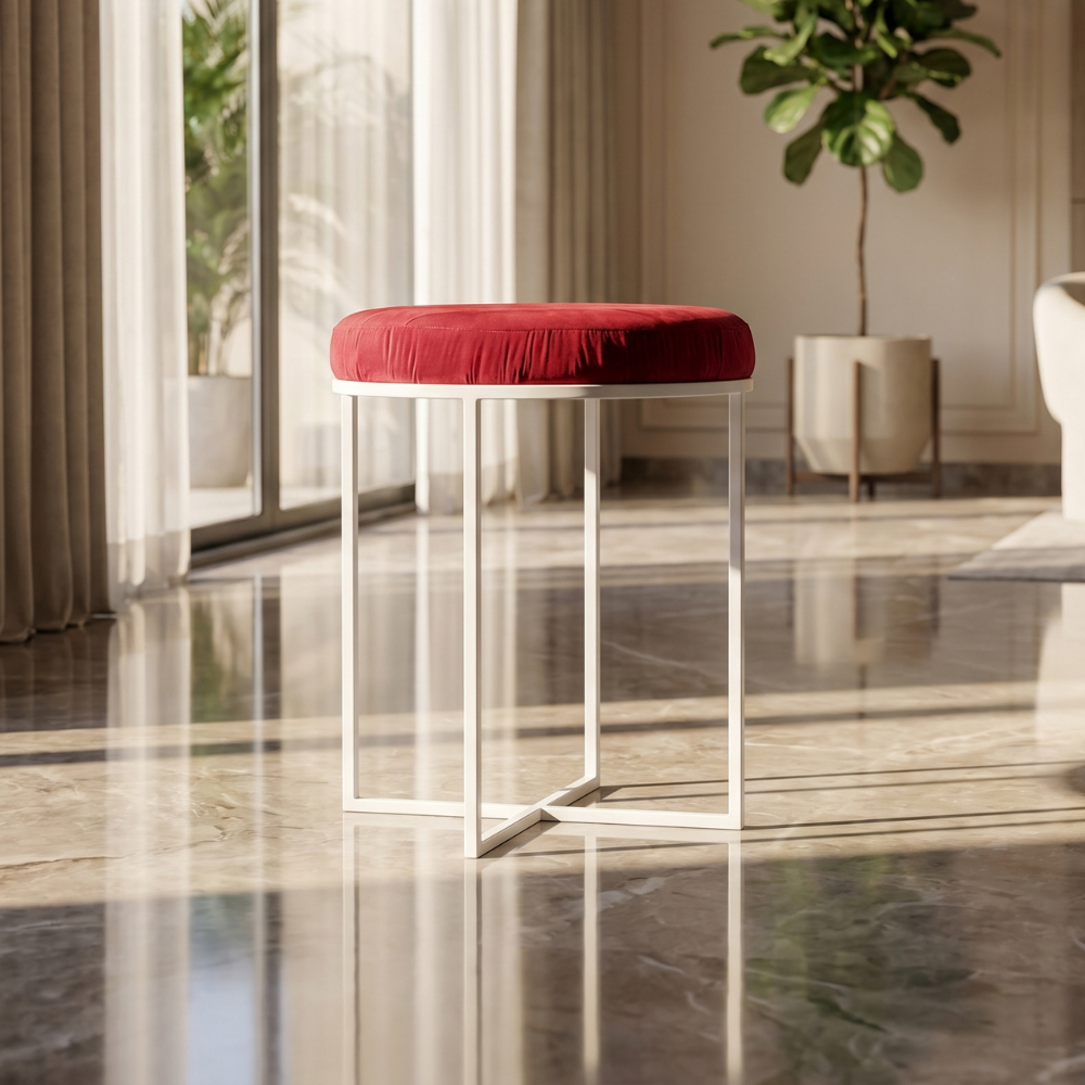 Aurora Velvet Vanity Stool White