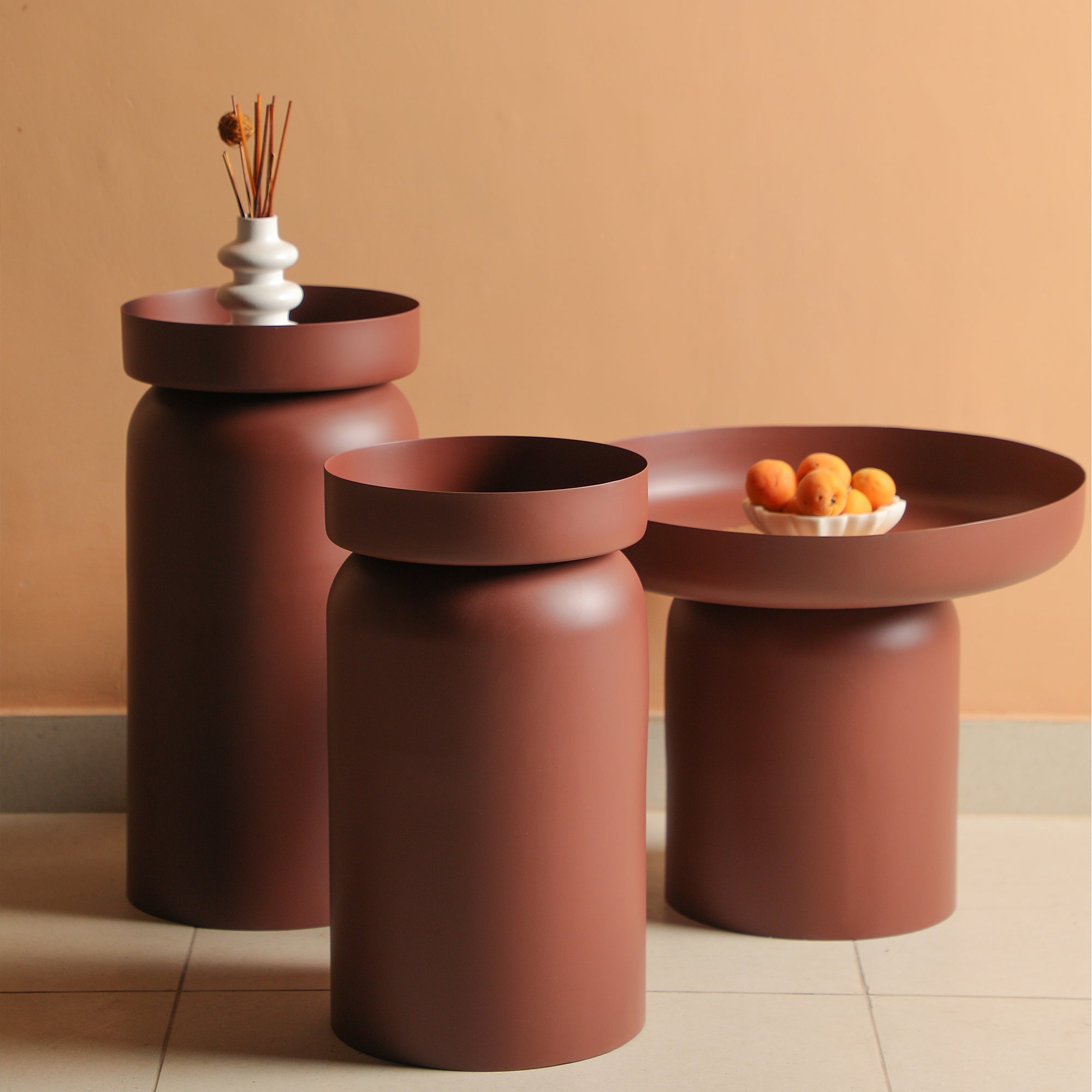 The New York Table Set of 3 Brown