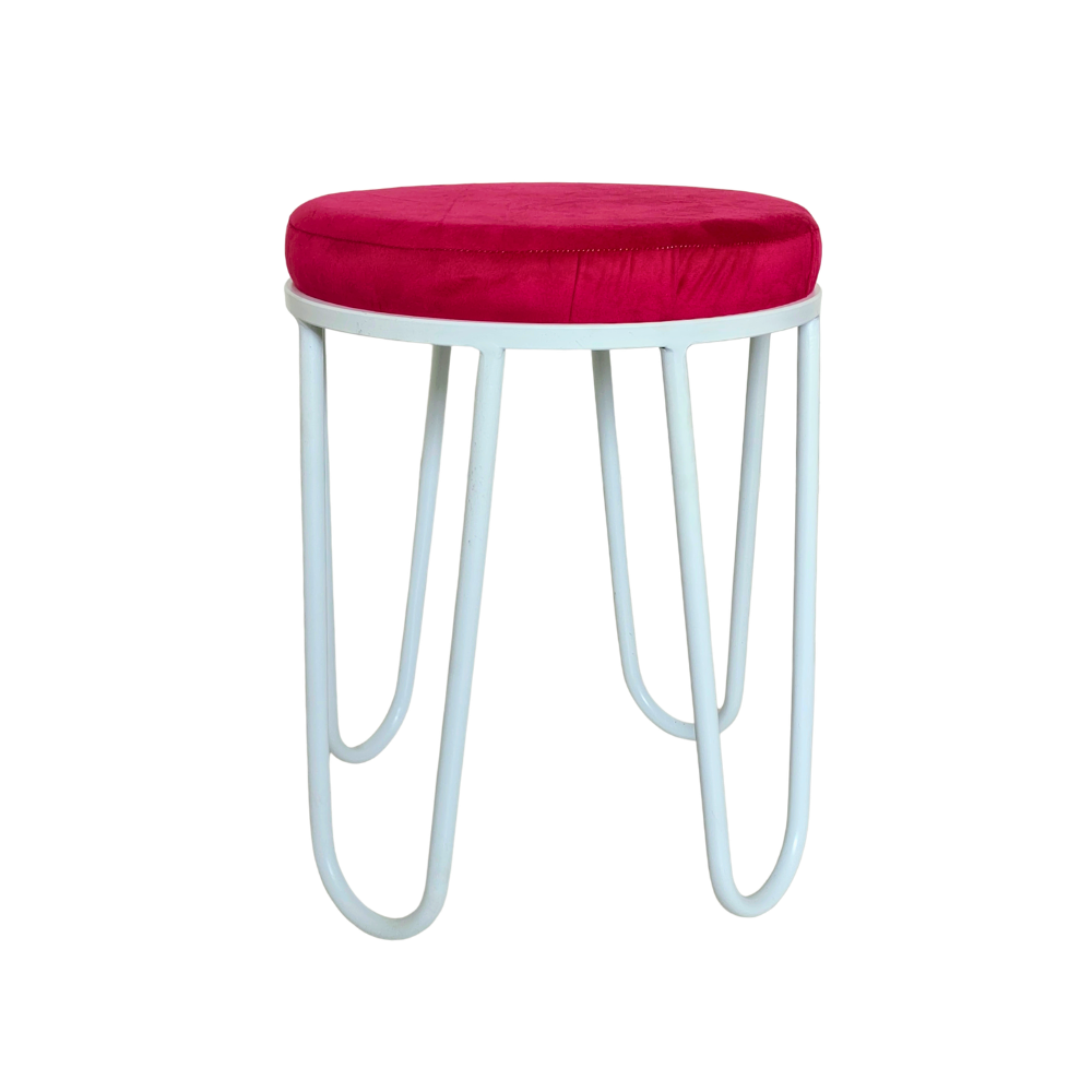 Aster Velvet Vanity Stool White