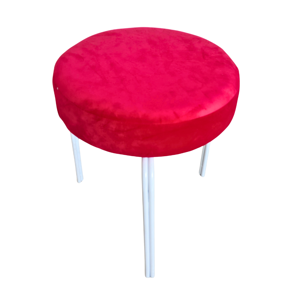 Regal Velvet Vanity Stool White