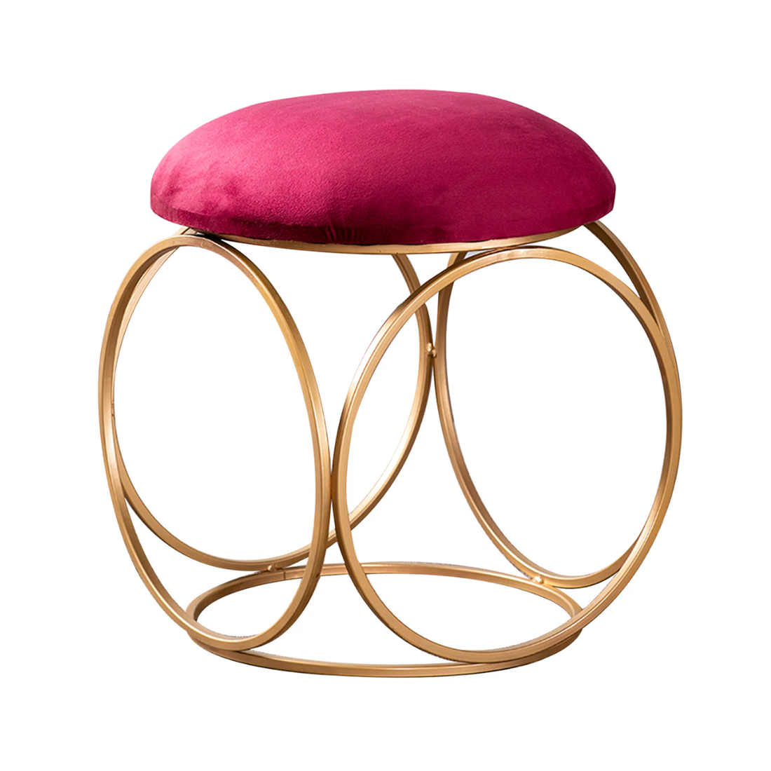 Lush Velvet Ring Metallic Stool in Maroon