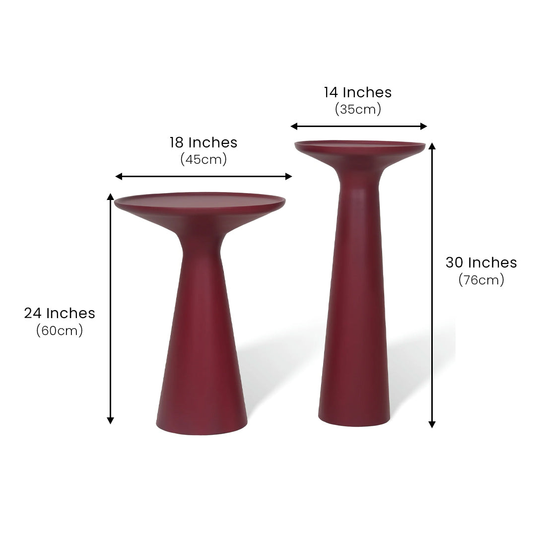 Belgrade Accent Table Set of 2 Maroon Matt