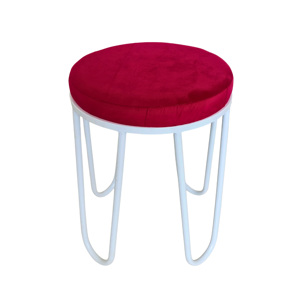Aster Velvet Vanity Stool White