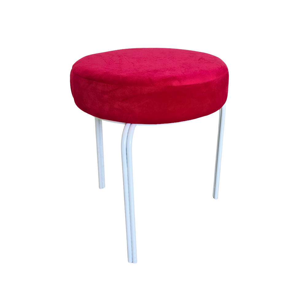 Regal Velvet Vanity Stool White