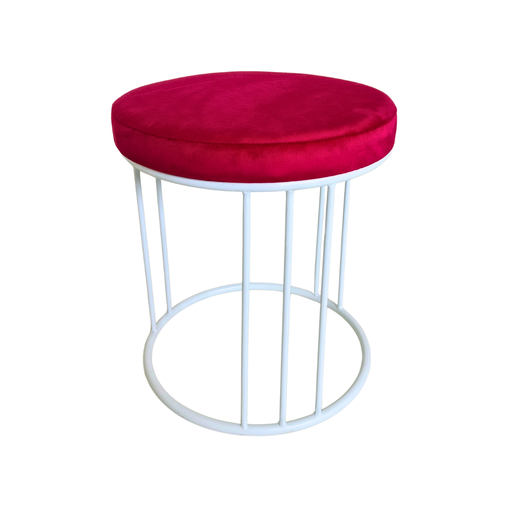 Nova Velvet Accent Stool White