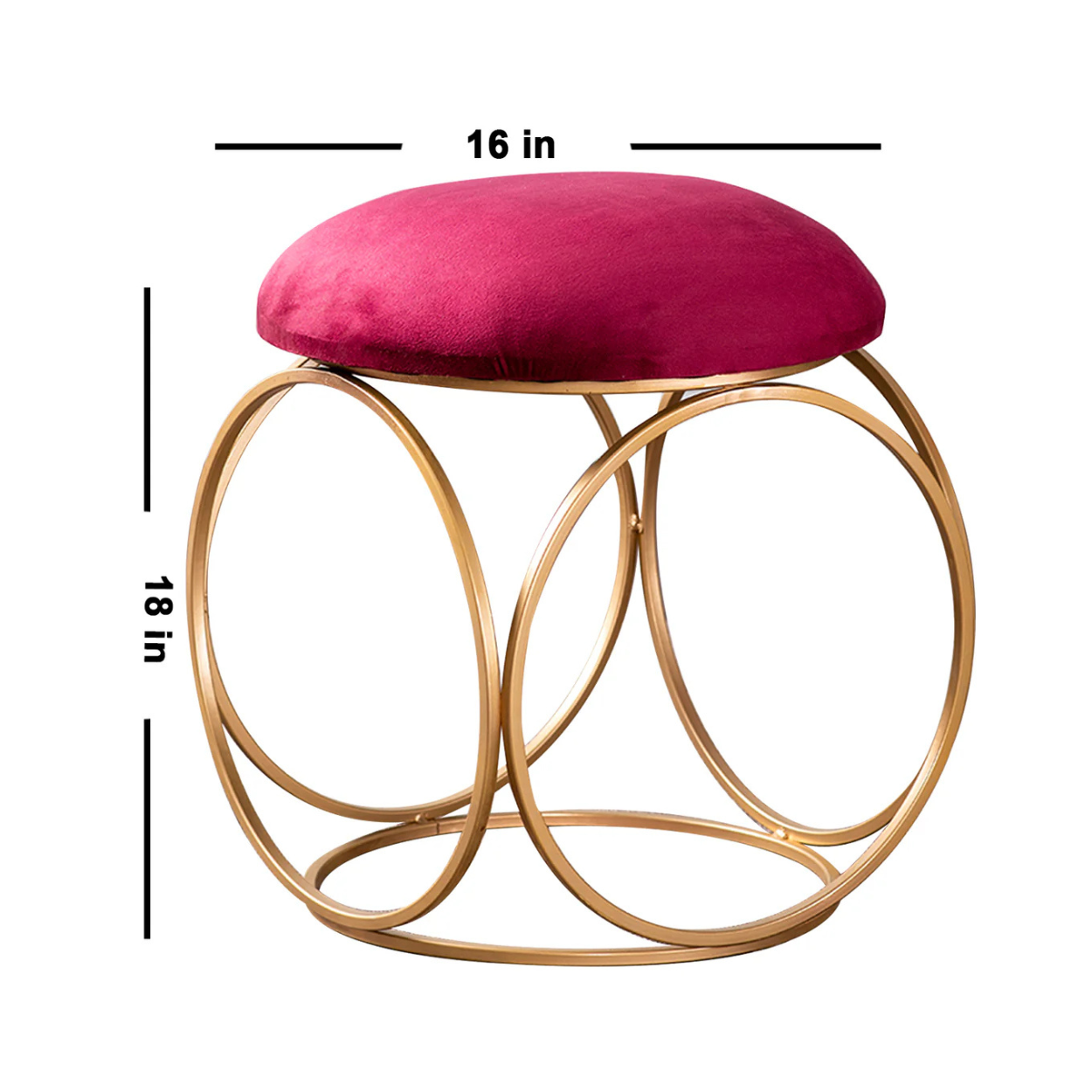 Lush Velvet Ring Metallic Stool in Maroon