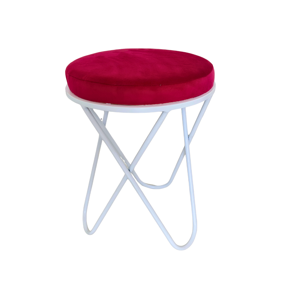 Halo Cross Velvet Vanity Stool White
