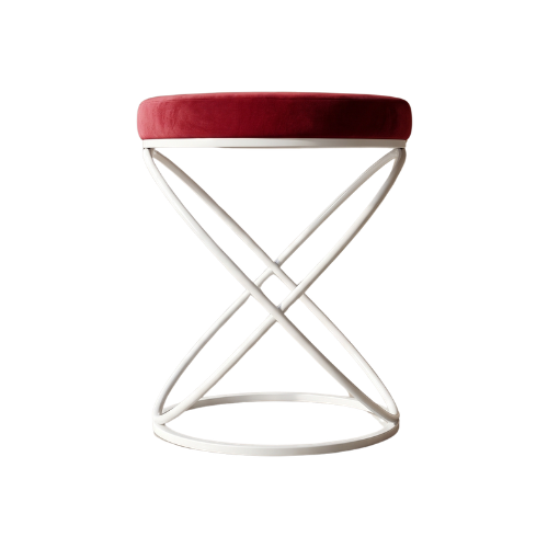 Luna Velvet Metallic Stool in White