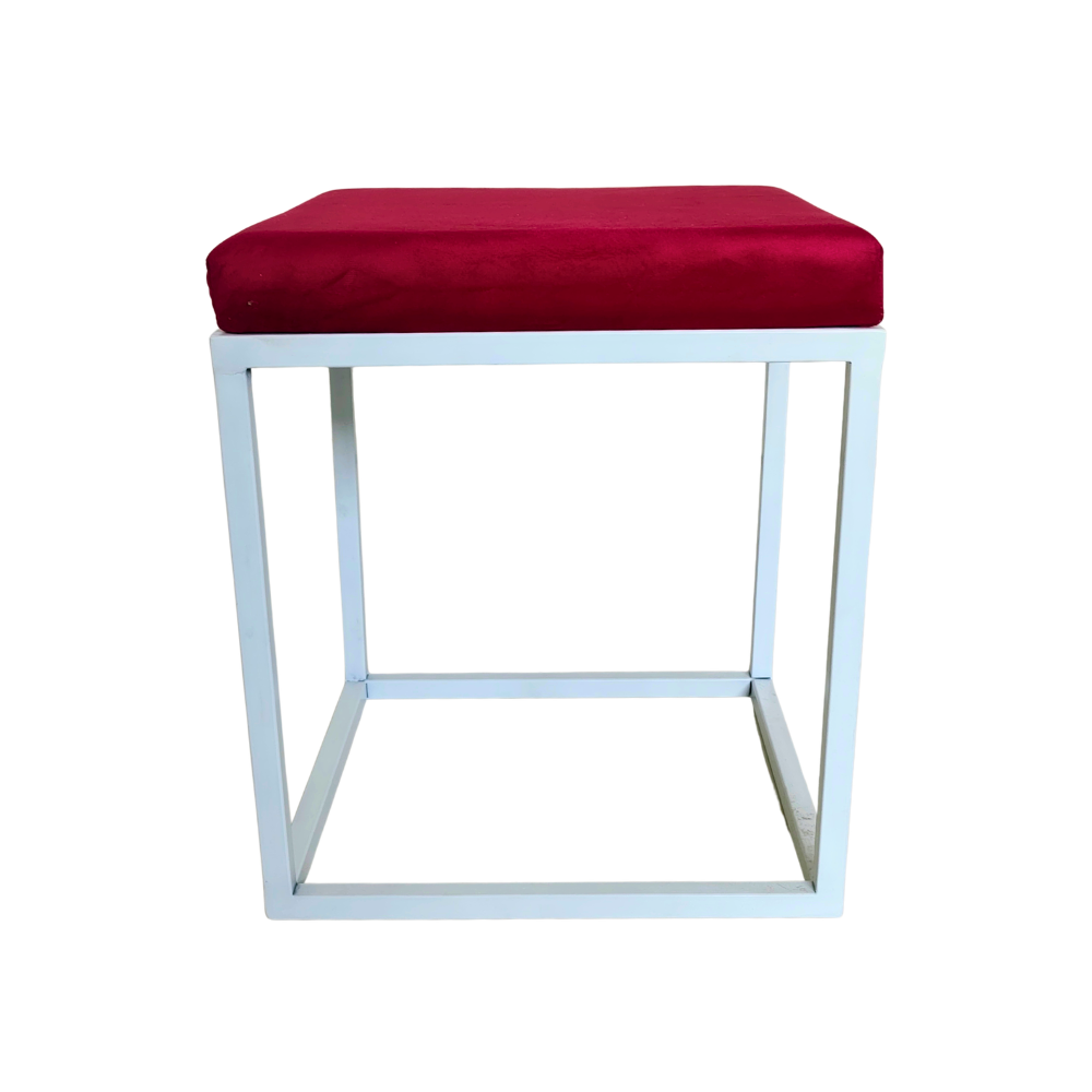 Monarch Velvet Square Vanity Stool White